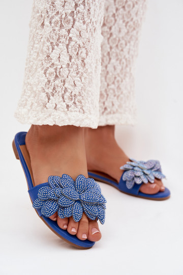 Pantofole da donna blu scuro con decorazione Grelora 2