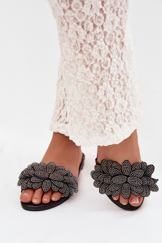 Pantofole Appartamento delle donne Con decorazione colore nero Grelora