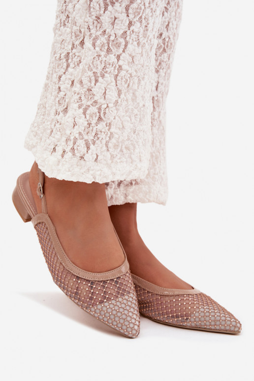 griglia Ballerine con tacco aperto beige Pyvona