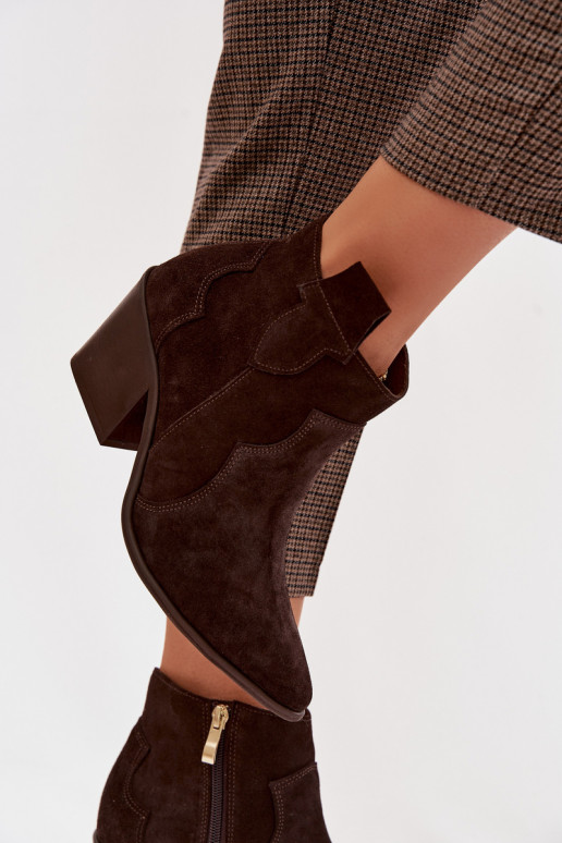 stivali stile coAboyAbilitatoturalnego dalla pelle scamosciatau Zazoo 3153 CzekoladoAe