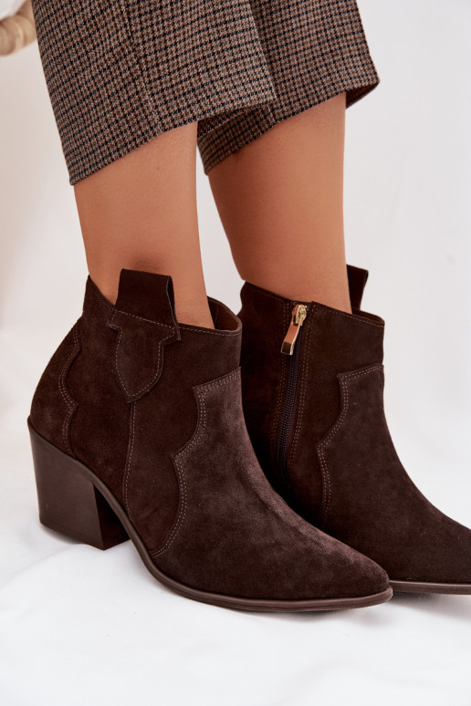 stivali stile coAboyAbilitatoturalnego dalla pelle scamosciatau Zazoo 3153 CzekoladoAe