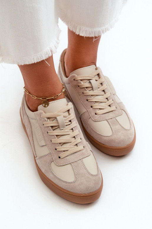 Pelle dalla pelle scamosciata Scarpe modello sneakers Femminile Vinceza 7933 colore grigio