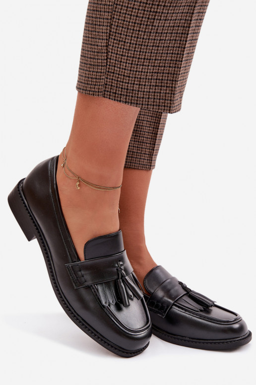 mocassini da donna Eko Pelle con frange colore nero Galera