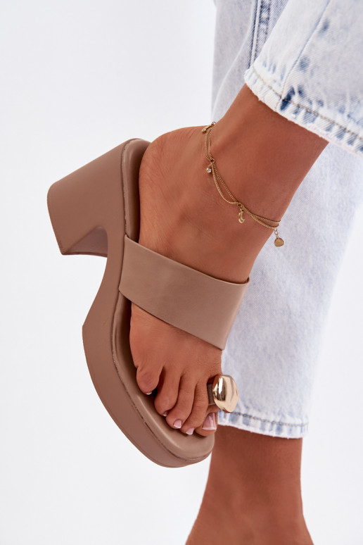 Pantofole da donna Abilitato SłupkoAym Obcasie Ze colore doratom Detalem beige Sinora