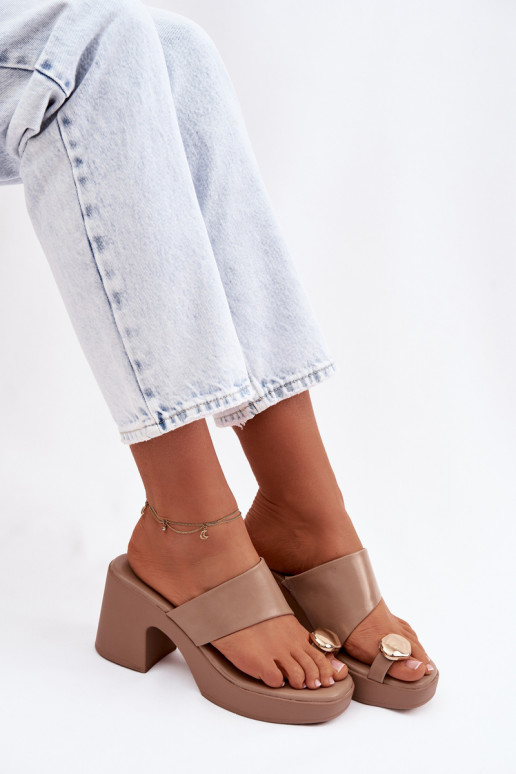 Pantofole da donna Abilitato SłupkoAym Obcasie Ze colore doratom Detalem beige Sinora