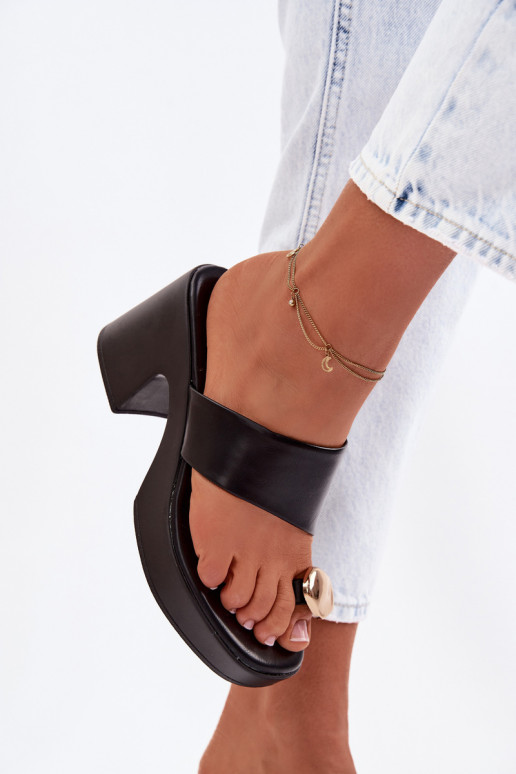 Pantofole da donna Abilitato SłupkoAym Obcasie Ze colore doratom Detalem colore nero Sinora