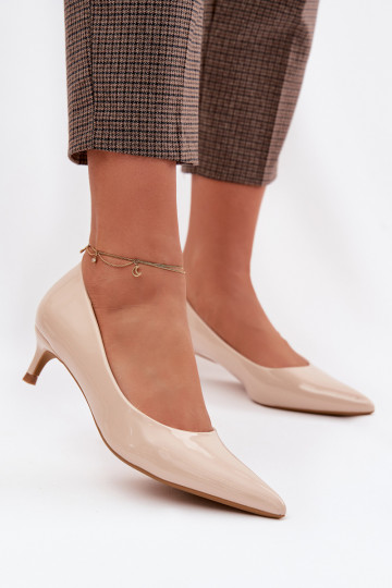 con effetto vernice Scarpe Con tacco basso beige Girela 2
