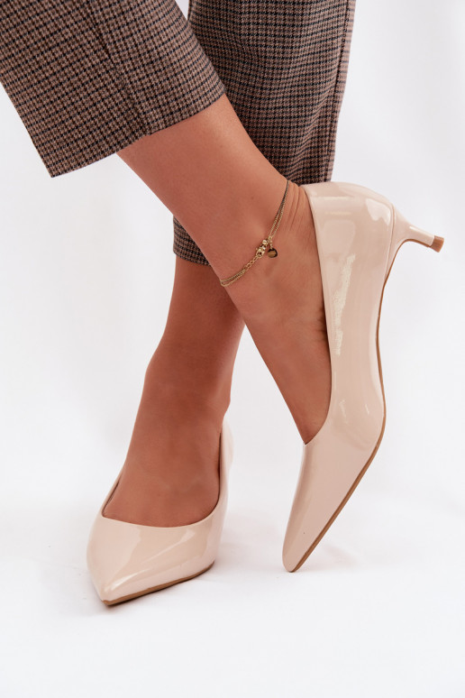 con effetto vernice Scarpe Con tacco basso beige Girela