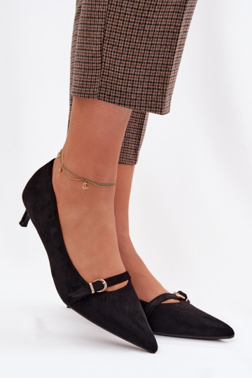 Scarpe da donna con tacco basso e tacchi decorati nere Pirela 2