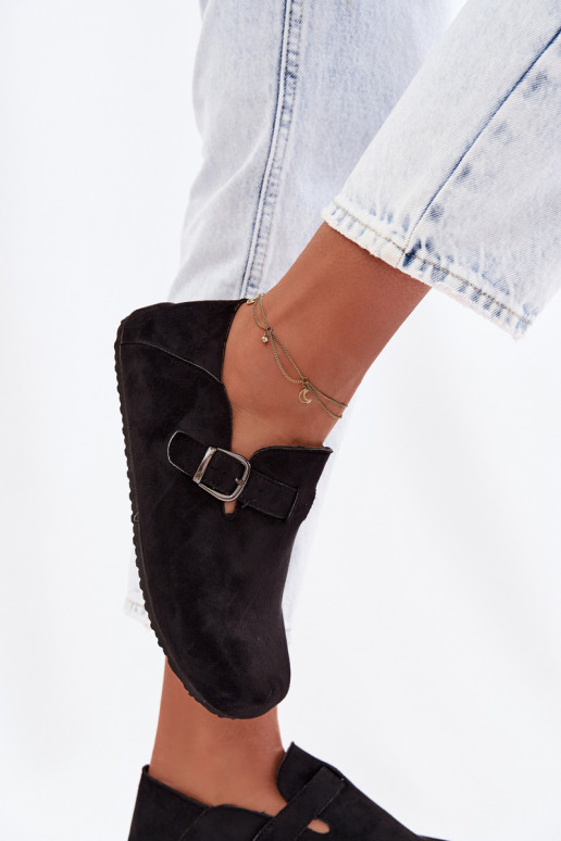 scarpe Femminile in ecopelle scamosciataoAe con fibbie colore nero Ismora