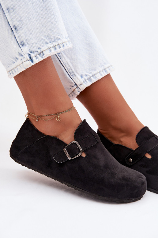 scarpe Femminile in ecopelle scamosciataoAe con fibbie colore nero Ismora