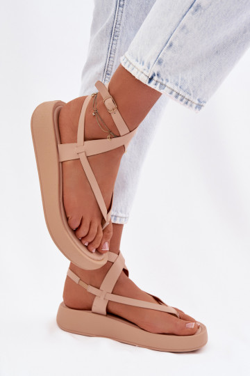 Sandali color sabbia da donna con piattaforma Gelira