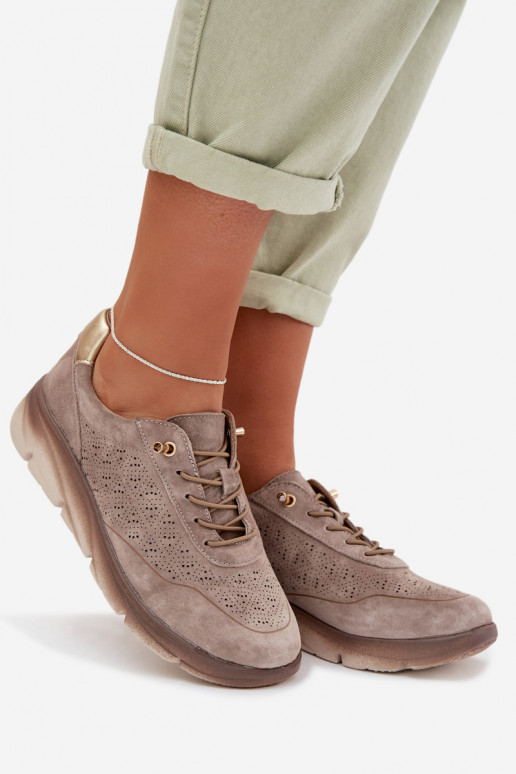 Scarpe sportive da donna in camoscio con elementi traforati Sergio Leone SP-002 marrone