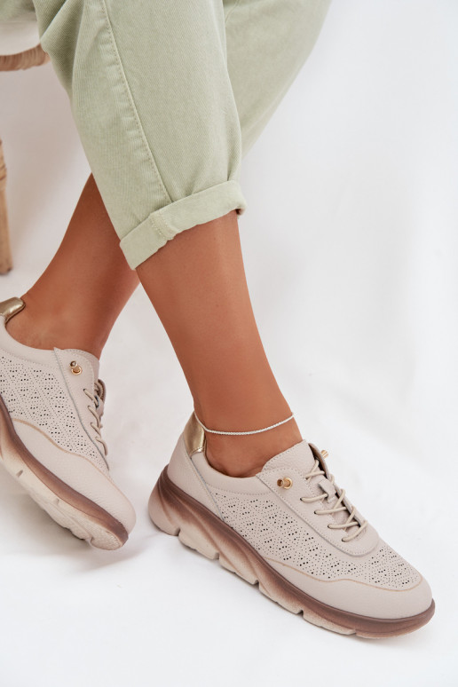 Scarpe sportive da donna in pelle con elementi traforati Sergio Leone SP-002 grigio