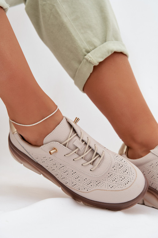 Scarpe sportive da donna in pelle con elementi traforati Sergio Leone SP-002 grigio