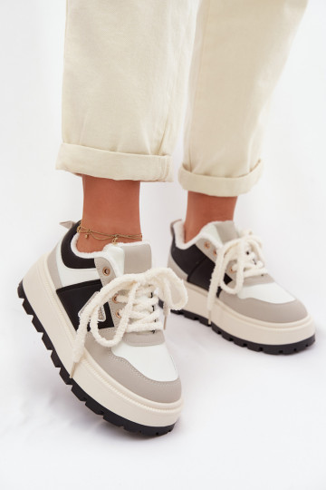 Scarpe modello sneakers Femminile con una piattaforma colore grigio Florinda 2