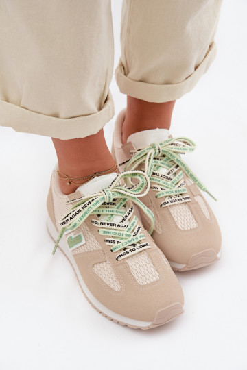 Scarpe sportive da donna con lacci decorativi color sabbia Henira
