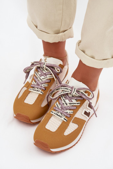 Scarpe sportive da donna con lacci decorativi gialle Henira