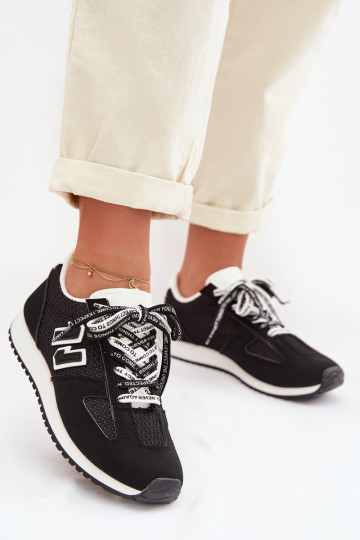 Scarpe sportive da donna con lacci decorativi nere Henira 2