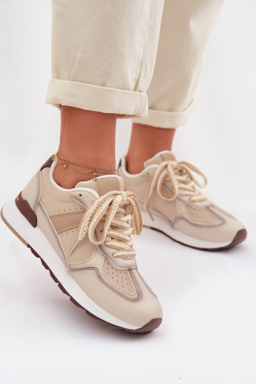 Scarpe sportive da donna in pelle sintetica color sabbia Kelira 2