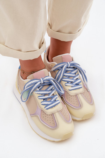 Scarpe sportive da donna in pelle sintetica gialle Kelira