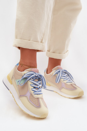 Scarpe sportive da donna in pelle sintetica gialle Kelira 2