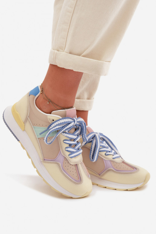 Scarpe modello sneakers Femminile in ecopelle colore giallo Kelira