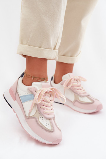 Scarpe sportive da donna in pelle sintetica rosa Kelira