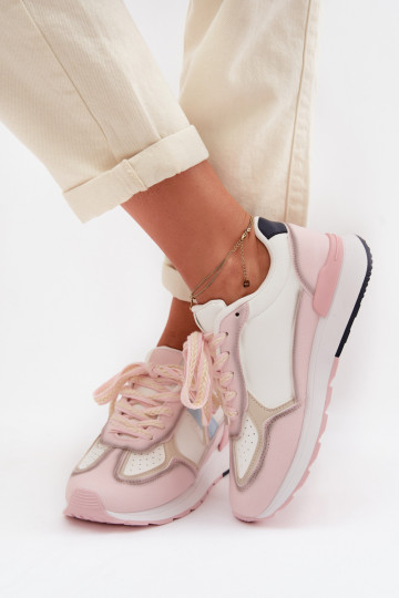 Scarpe sportive da donna in pelle sintetica rosa Kelira 2