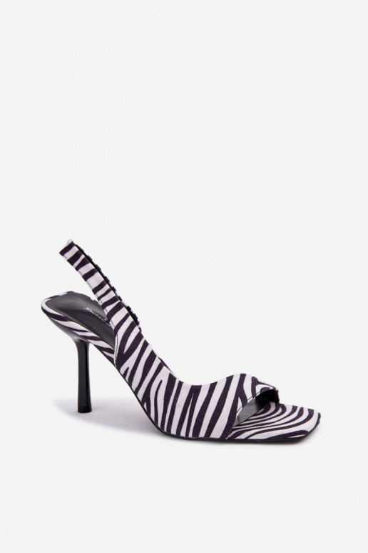 Sandali da donna con tacchi sottiliin ecopelle scamosciatau Zebra Calvoria