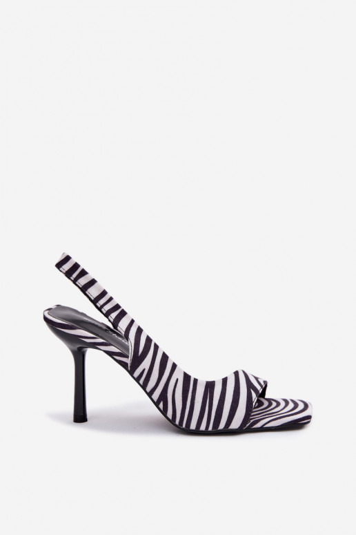 Sandali da donna con tacchi sottiliin ecopelle scamosciatau Zebra Calvoria