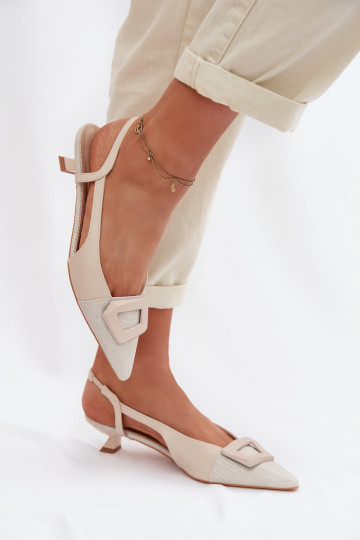 Sandali da donna Con tacco basso Con decorazioni Detalem beige Camira
