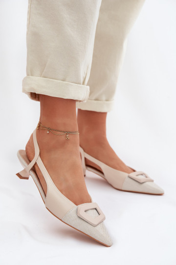Sandali da donna Con tacco basso Con decorazioni Detalem beige Camira 2