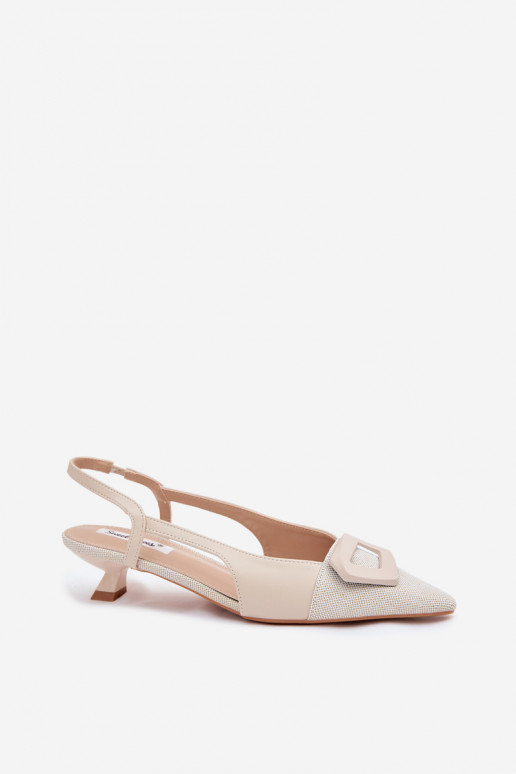 Sandali da donna Con tacco basso Con decorazioni Detalem beige Camira