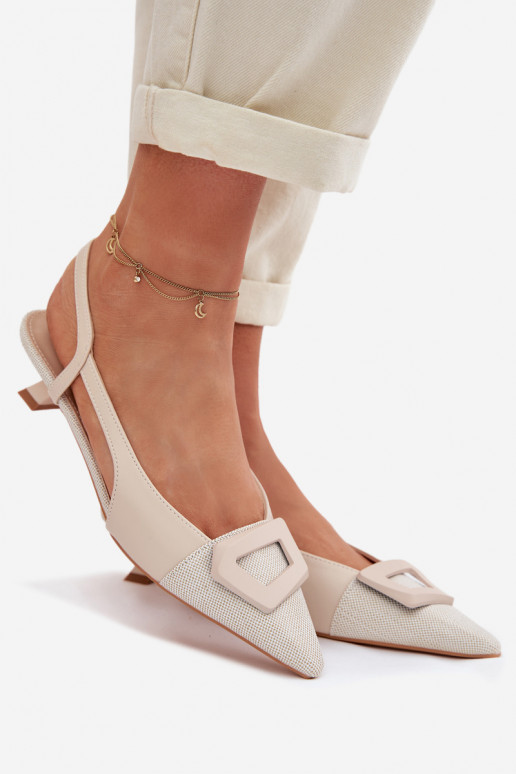 Sandali da donna Con tacco basso Con decorazioni Detalem beige Camira