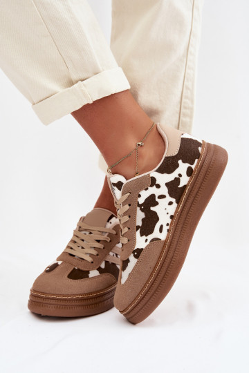 Scarpe sportive da donna con plateau color sabbia Denissa 2