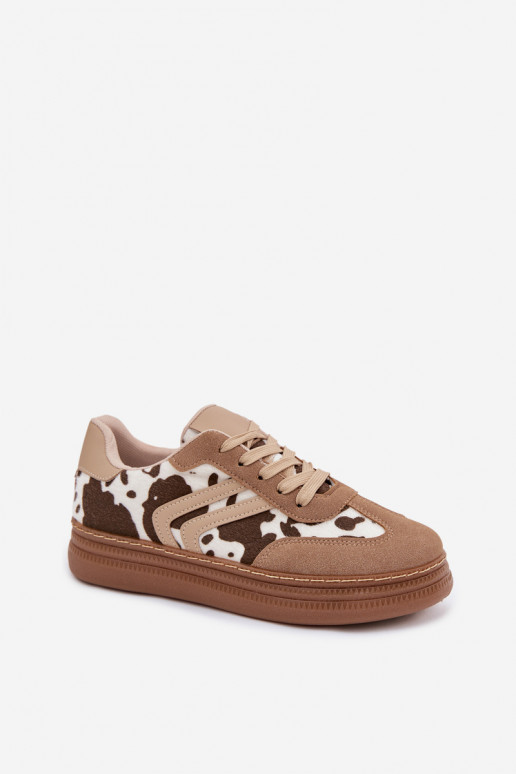 Scarpe modello sneakers Femminile con una piattaforma IN Łaty beige Denissa