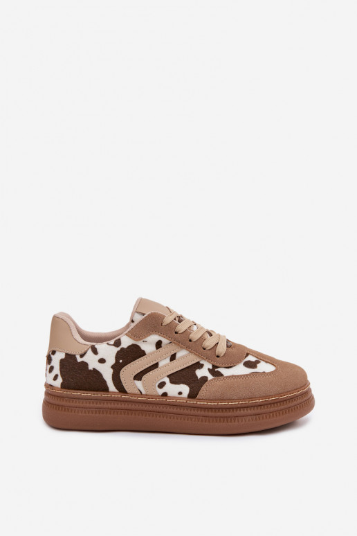 Scarpe modello sneakers Femminile con una piattaforma IN Łaty beige Denissa