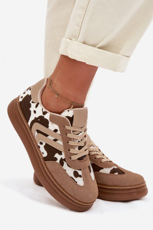 Scarpe modello sneakers Femminile con una piattaforma IN Łaty beige Denissa