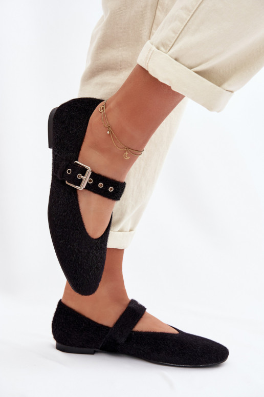 Ballerine Femminile con cinghie colore nero Pamira