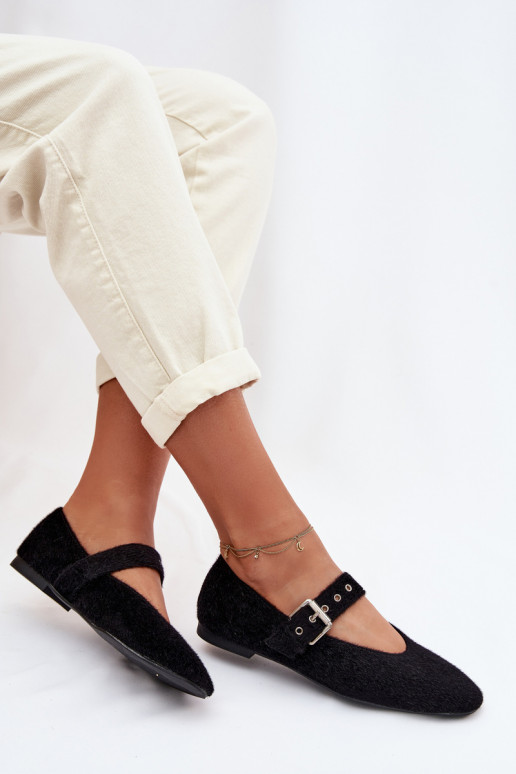 Ballerine Femminile con cinghie colore nero Pamira