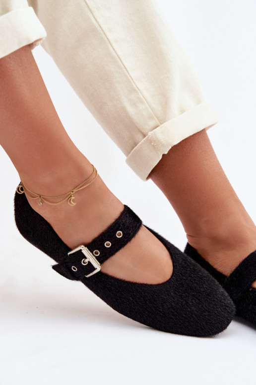 Ballerine Femminile con cinghie colore nero Pamira
