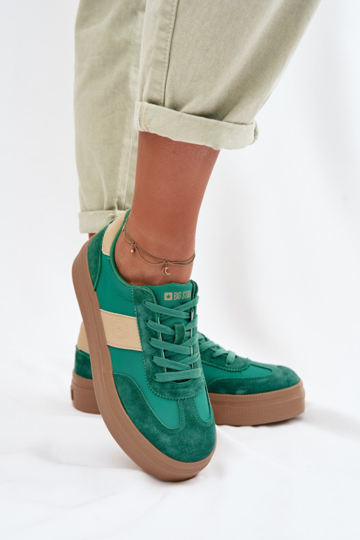 dalla pelle scamosciata Scarpe modello sneakers Femminile Big Star TT274163 colore verde