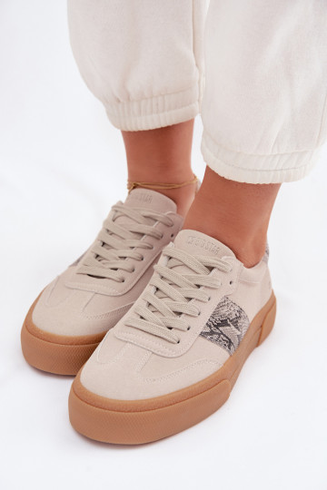 Scarpe sportive da donna con effetto pelle di serpente Big Star TT274299 color grigio