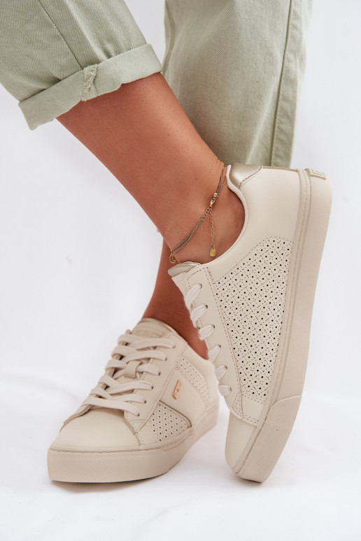 Scarpe modello sneakers Femminile con elementi traforati Big Star TT274292 beige