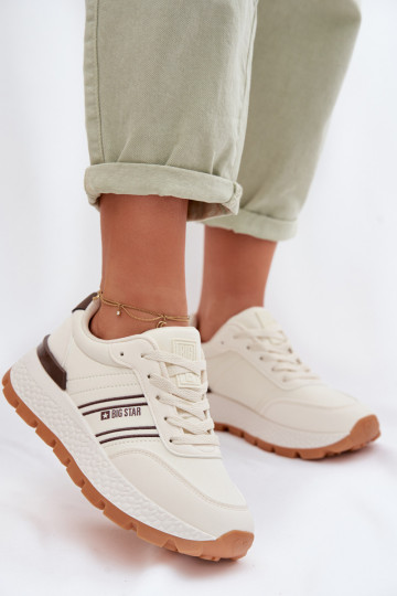 Scarpe modello sneakers Femminile con una piattaforma Big Star TT274881 Hi-Poly System beige