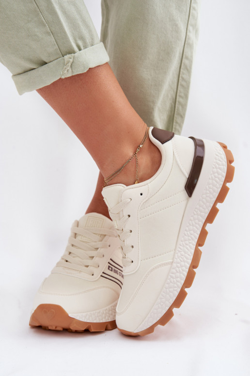 Scarpe modello sneakers Femminile con una piattaforma Big Star TT274881 Hi-Poly System beige