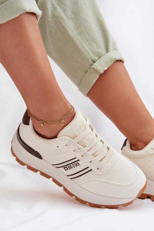 Scarpe modello sneakers Femminile con una piattaforma Big Star TT274881 Hi-Poly System beige