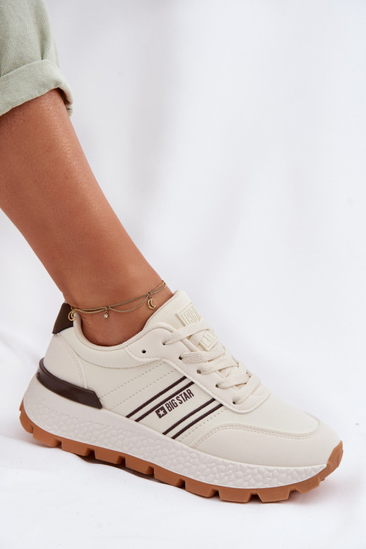 Scarpe modello sneakers Femminile con una piattaforma Big Star TT274881 Hi-Poly System beige