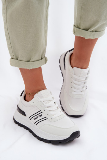 Scarpe sportive da donna con platforma Big Star TT274882 Hi-Poly System bianche